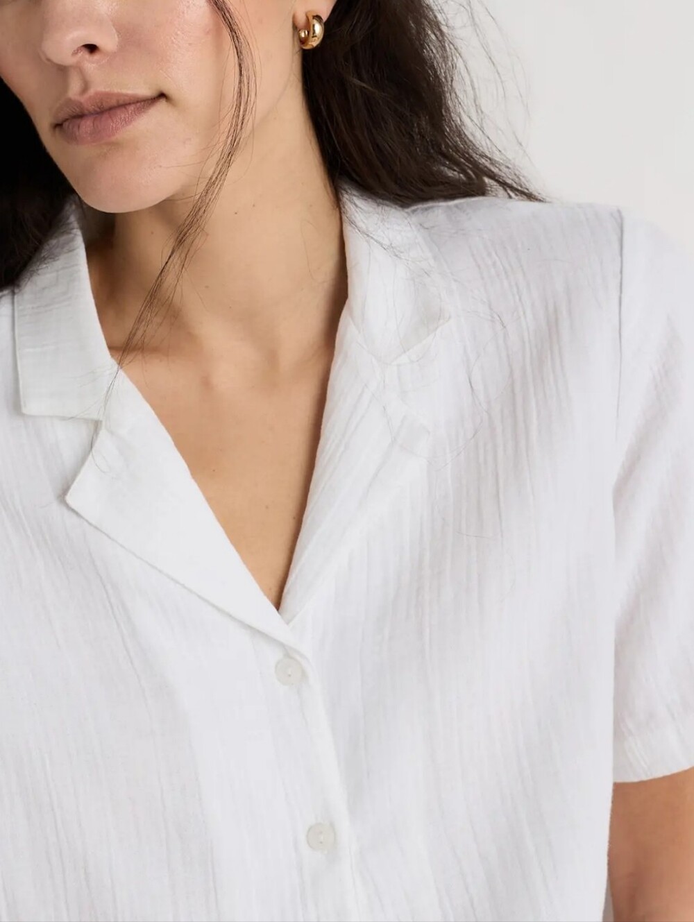 Quince 100% Organic Cotton Gauze Short Sleeve Shirt, XL, White - Picture 3 of 11